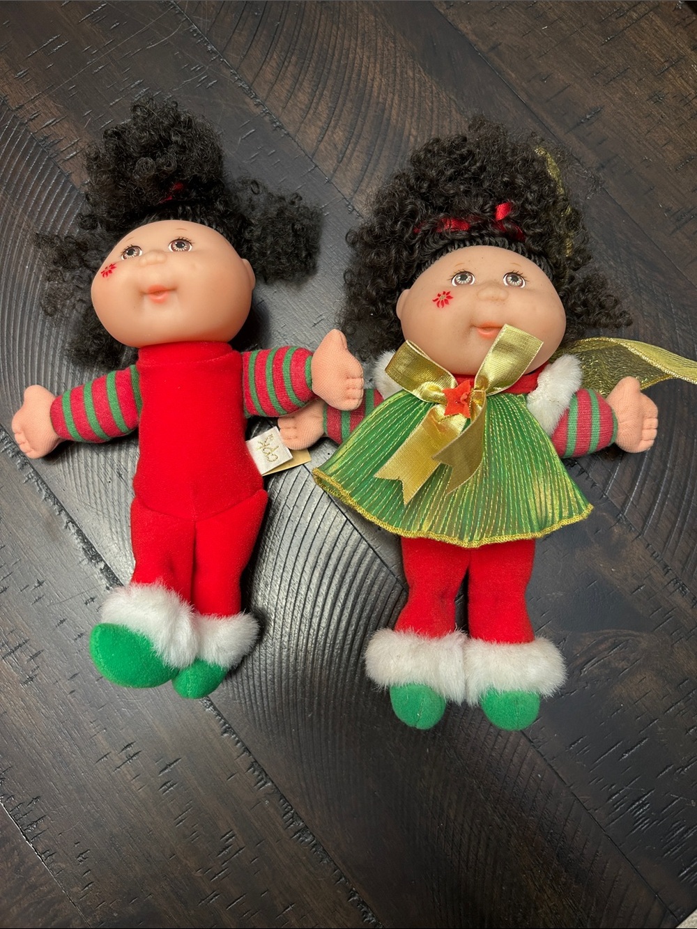 Pair of Vintage Cabbage Patch Kids Christmas Dollls
